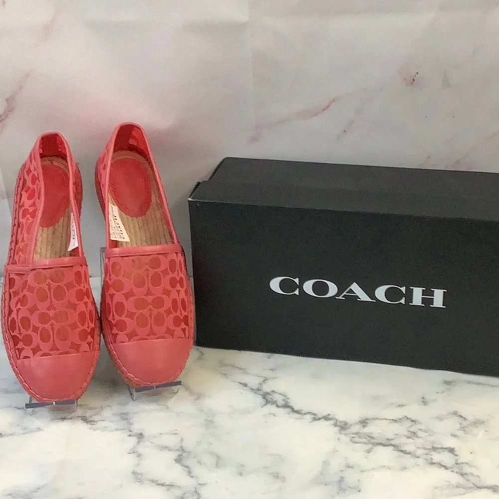 NWT COACH Cleo Espadrille Leather Women's Shoe Color Orchid Size 6.5